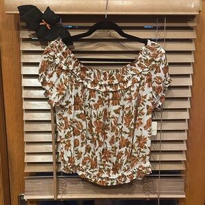 Free People Autumn Leaf Print Blouse